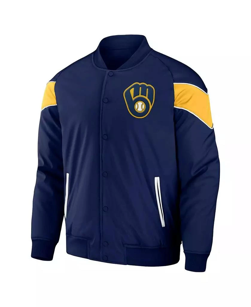 Fanatics Men's Darius Rucker Collection By Navy Milwaukee Brewers Baseball Raglan Full-Snap Jacket 3