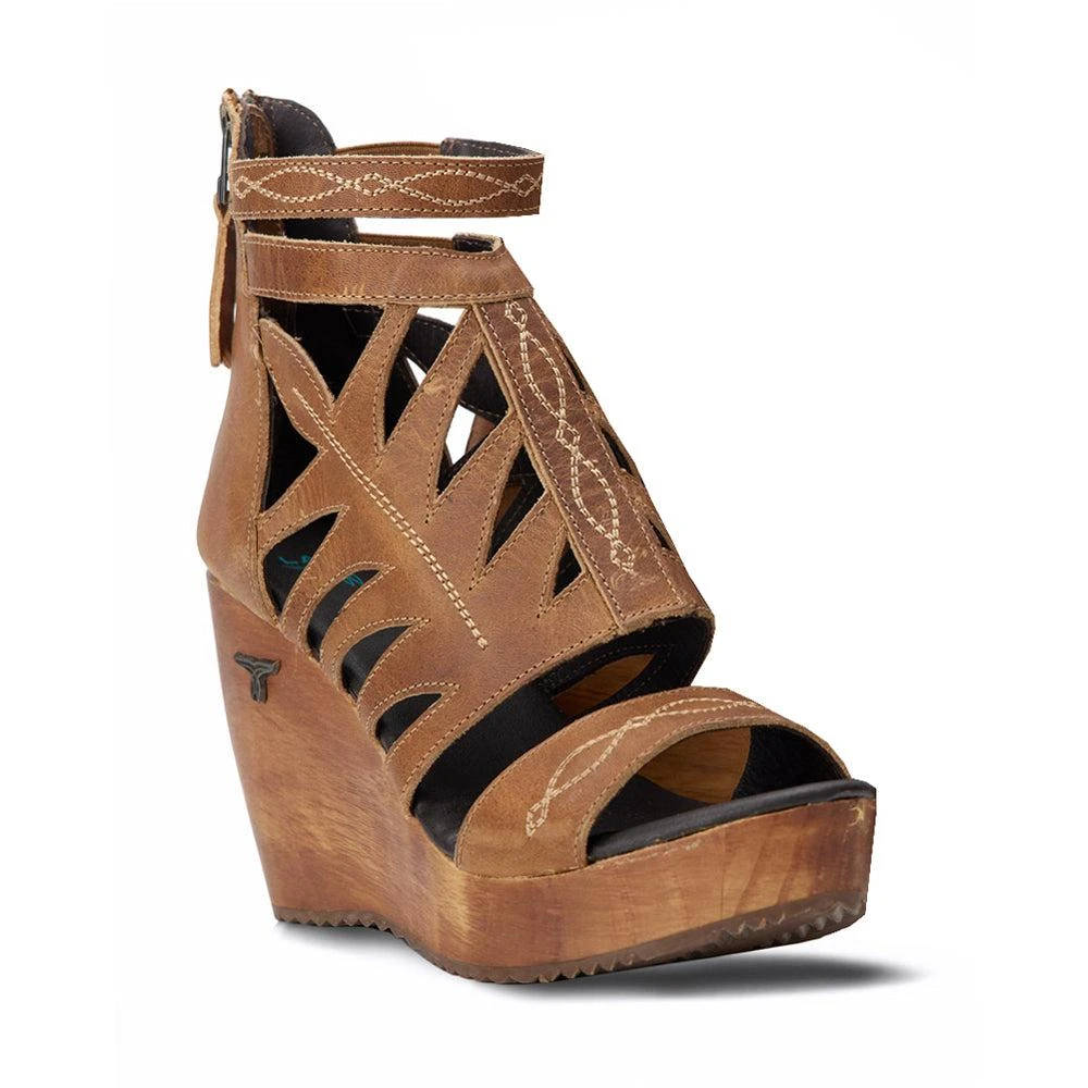 LANE Becca Cut Out Embroidered Wedge Sandals 2