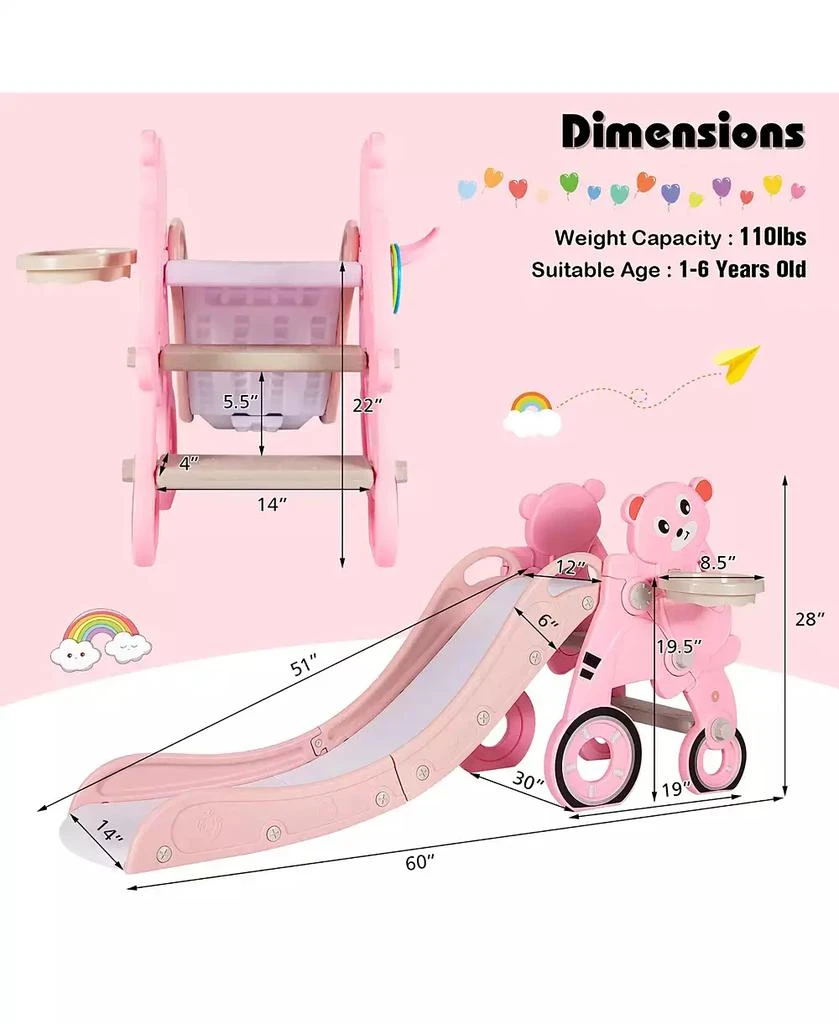 Costway 4 in 1 Foldable Baby Slide Toddler Climber Slide PlaySet w/ Ball 4