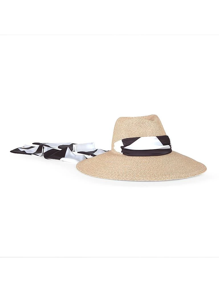 New Eugenia Kim Valentina Frayed Edge Palm Straw Adjustable Nude/Multi Sun Hat Eugenia Kim Valentina Frayed Straw Sun Hat w/ Chain Strap  main image 4