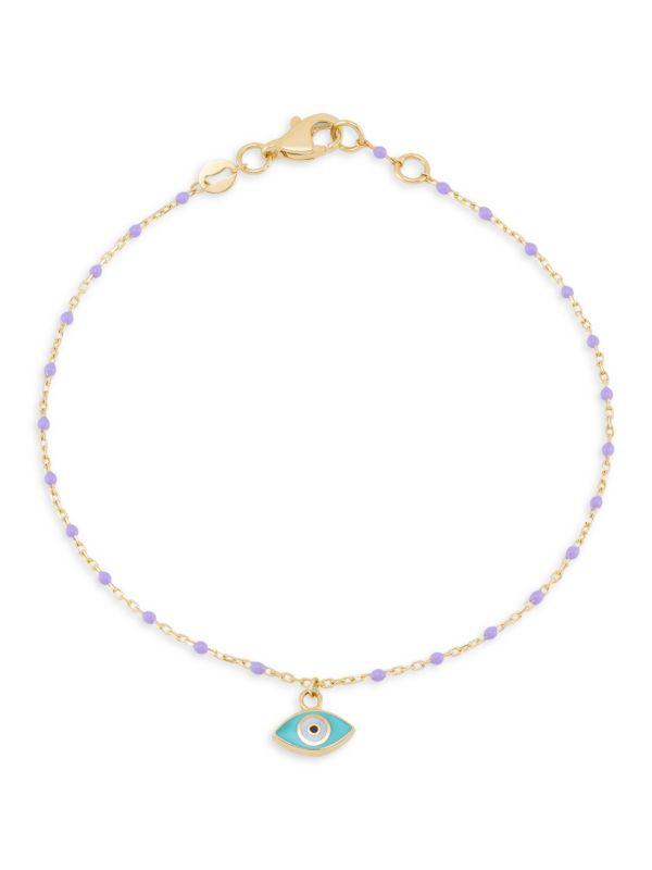 Saks Fifth Avenue 14K Yellow Gold, Enamel & Evil Eye Beaded Bracelet