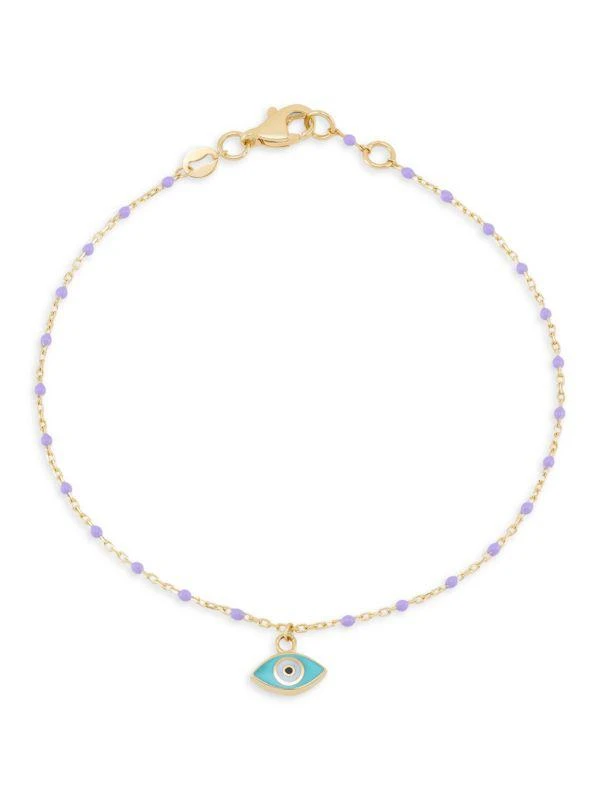 Saks Fifth Avenue 14K Yellow Gold, Enamel & Evil Eye Beaded Bracelet 1