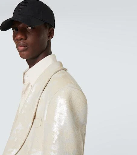 Tom Ford Embroidered canvas and leather cap 2