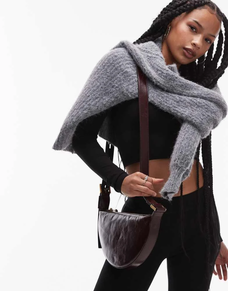 ALL SAINTS AllSaints half moon leather crossbody bag in burgundy 1