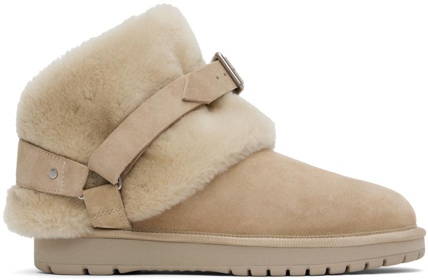 Burberry Beige Suede & Shearling Chubby Boots