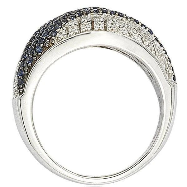 Suzy Levian Suzy Levian Sterling Silver Created Blue Sapphire Pave Crossover Ring 4