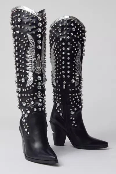 Azalea Wang Azalea Wang Metallic Upbeat Rhinestone Cowboy Boot 6