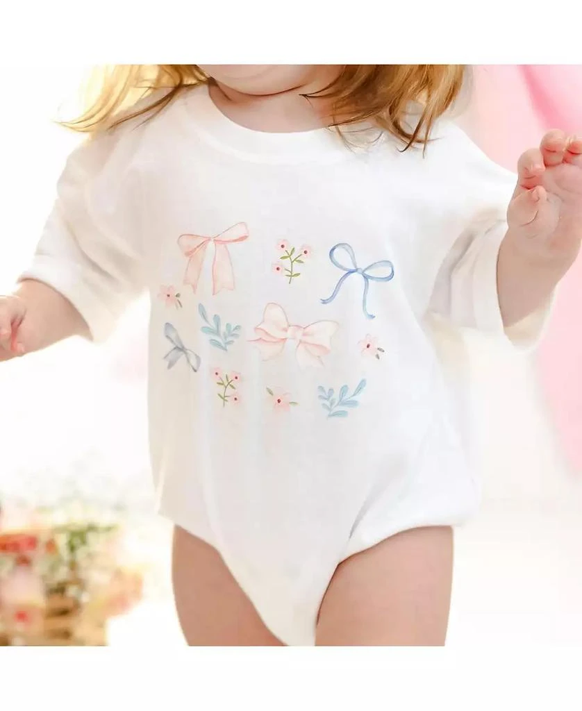 Sweet Wink Baby Girls Floral 
Bow Watercolor Short Sleeve Romper 3