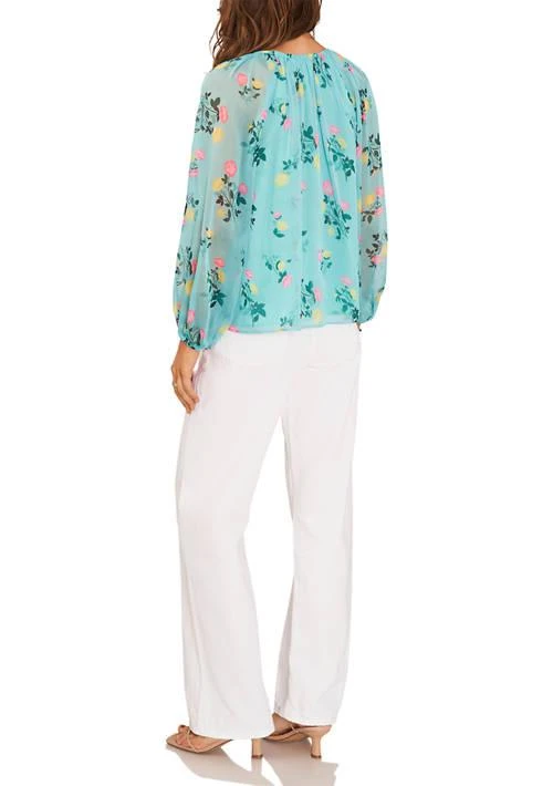 1. State Womens Blouson Sleeve Round Neck Floral Blouse 4