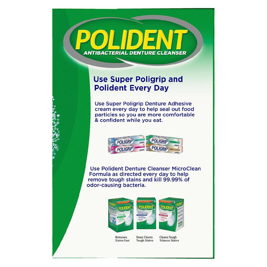 Polident 3 Minute Antibacterial Denture Cleanser Effervescent Tablets Triple Mint