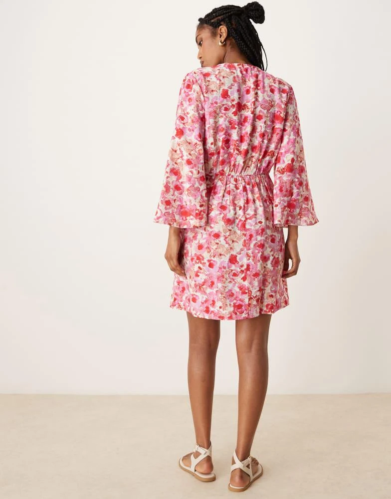 knee length dresses for ladies Thats So Fetch | Silvana Long Sleeve Wrap Mini Dress | Pink
