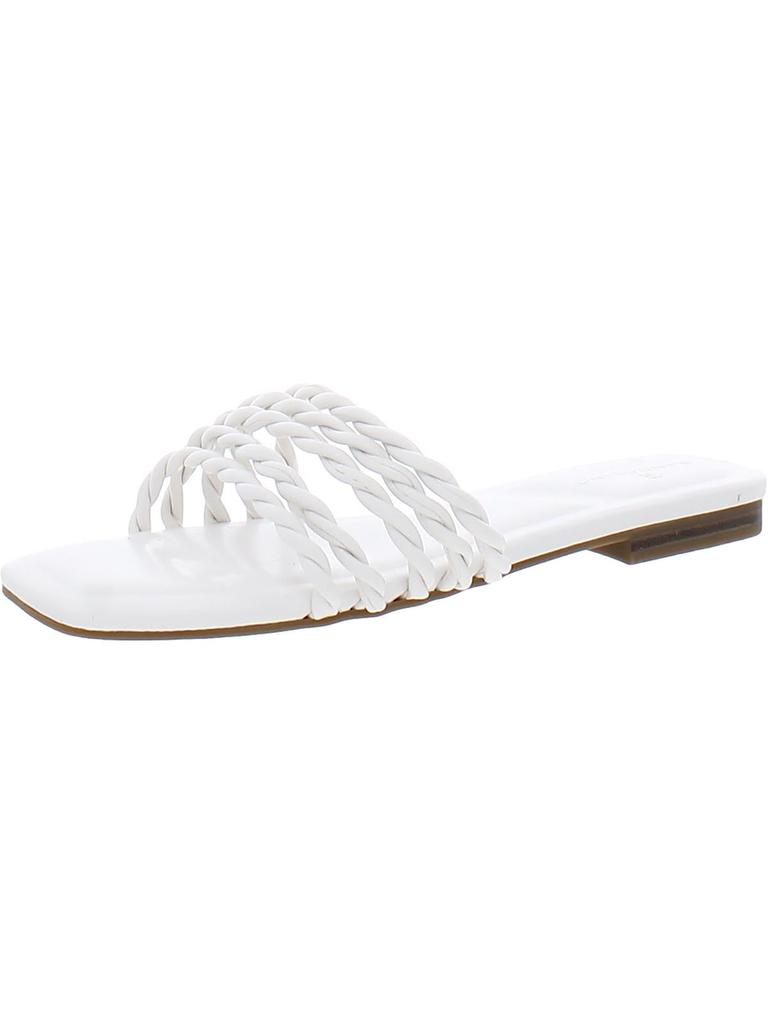 Bandolino Soyou 3 Womens Faux Leather Braided Slide Sandals