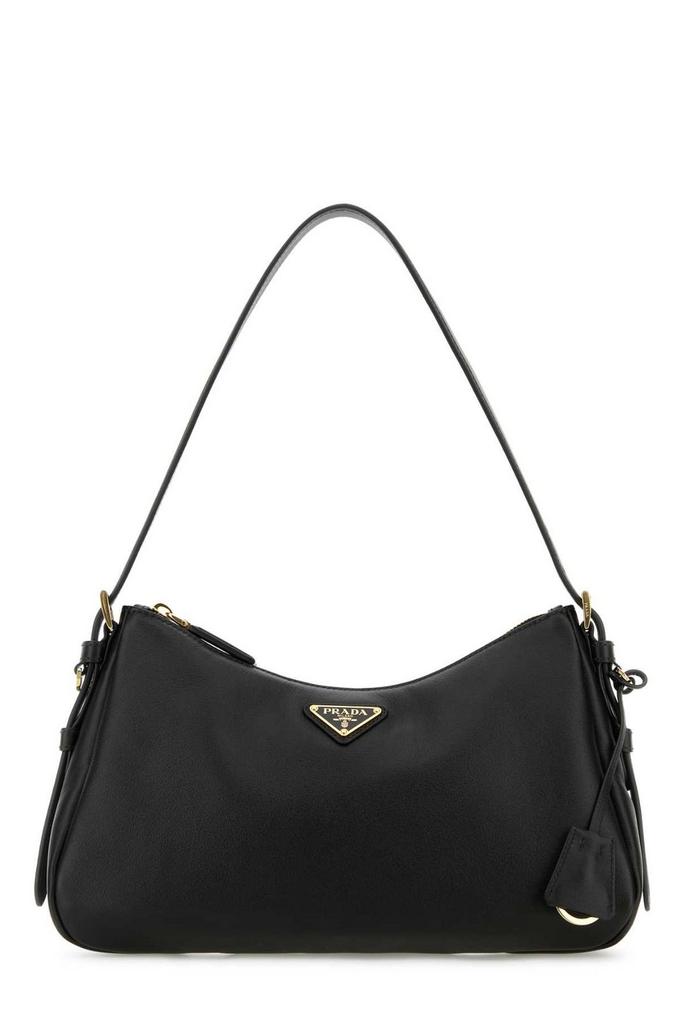 Prada Black Aimée large Re-Nylon and leather shoulder bag