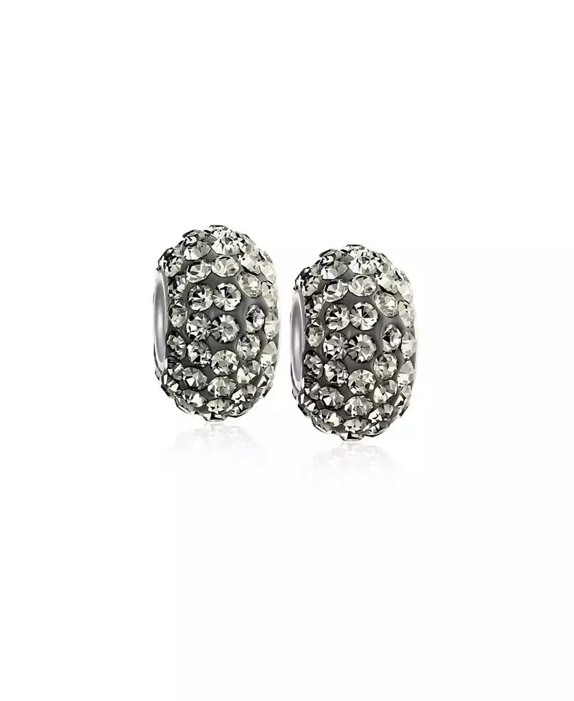 Bling Jewelry Set of 2 Solid Crystal Spacer Charm Bead Sterling Silver Core
