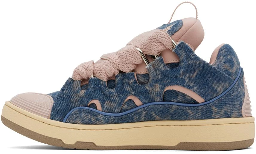 Lanvin SSENSE Exclusive Blue & Pink Curb Denim Sneakers 3