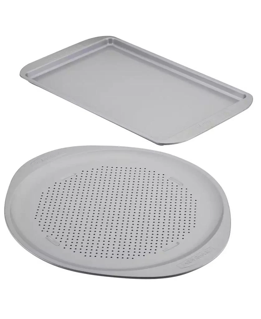 Farberware Nonstick Bakeware Perforated Pizza Pan and Baking Sheet Set, 2-Piece, Light Gray