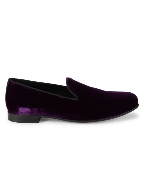 Saks Fifth Avenue Velvet Almond Toe Smoking Slippers 1