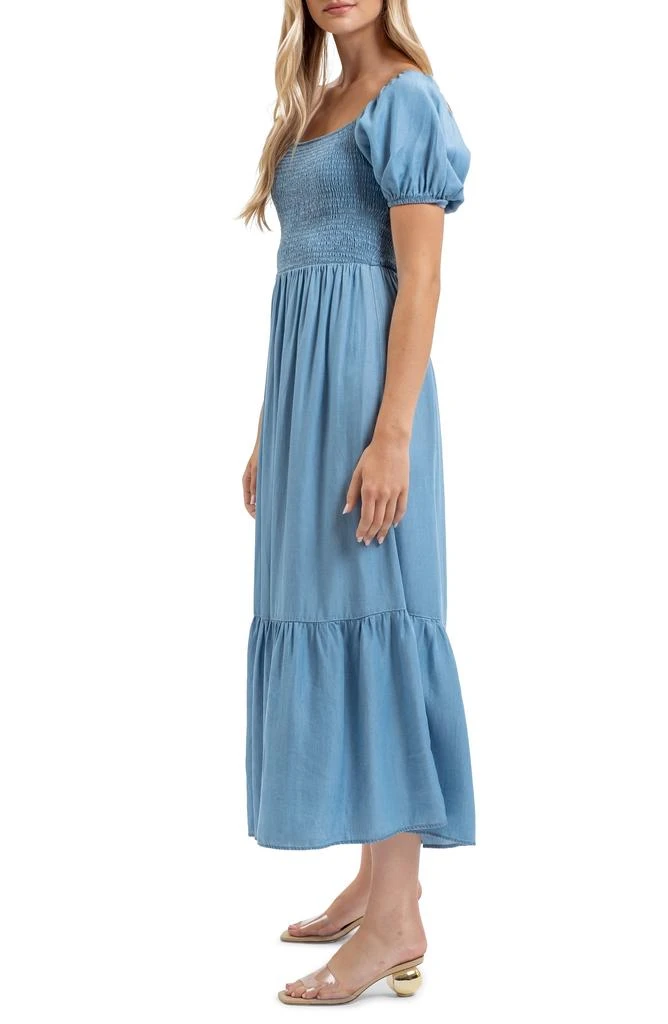 Blu Pepper Smocked Puff Sleeve Midi Dress 4