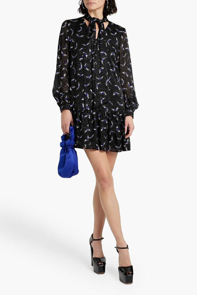 Diane von Furstenberg Akila tie-neck printed fil coupé mini dress