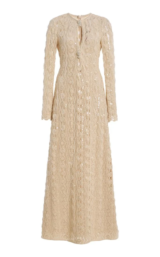 Alexis Alexis - Magdalena Floral-Appliqud Cotton-Blend Maxi Dress - Yellow  - L - Moda Operandi - Dresses & Skirts - BeyondStyle