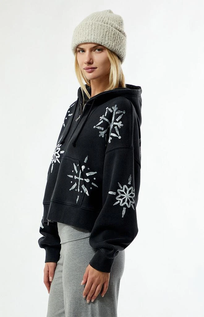 Coca Cola by Pacsun Holiday Snowflake Zip Up Cropped Hoodie 3