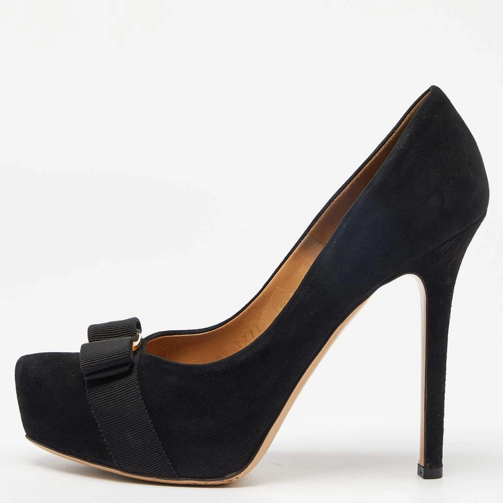 Salvatore Ferragamo Salvatore Ferragamo Black Suede Carla Vara Bow Pumps Size 38 1