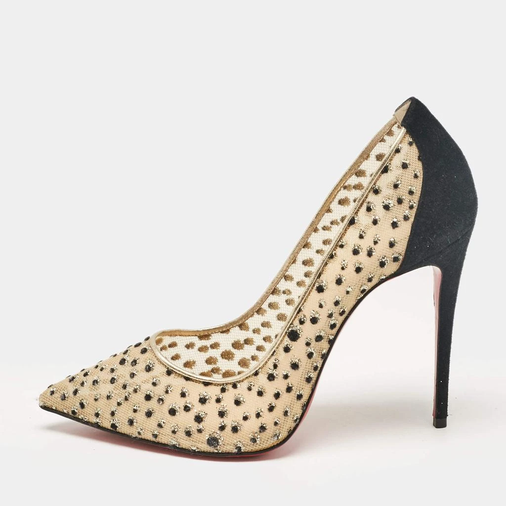 Christian Louboutin Christian Louboutin Beige/Black Mesh and Suede Follies Lace Pumps Size 38 1