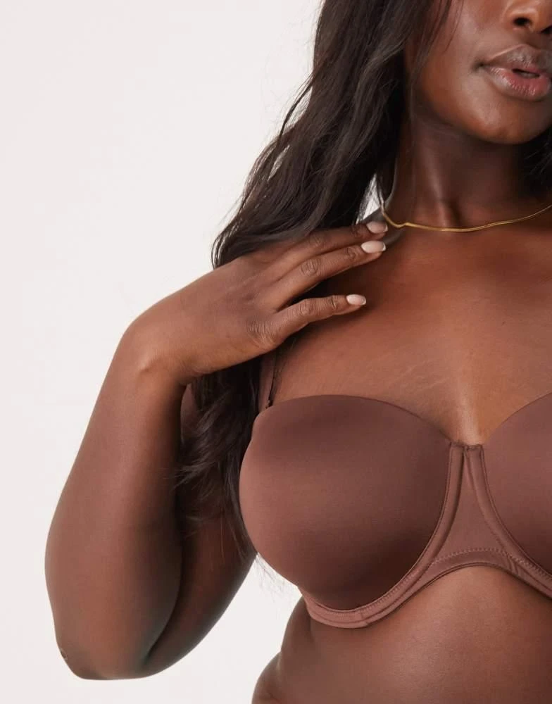 ASOS ASOS DESIGN Curve moulded multiway strapless bra in brown 3