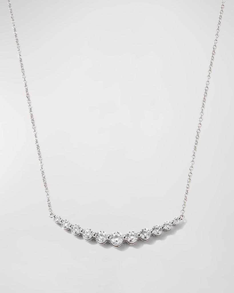 Memoire 18k White Gold Diamond Curved Bar Pendant Necklace, 16-18"L, 1.07tcw