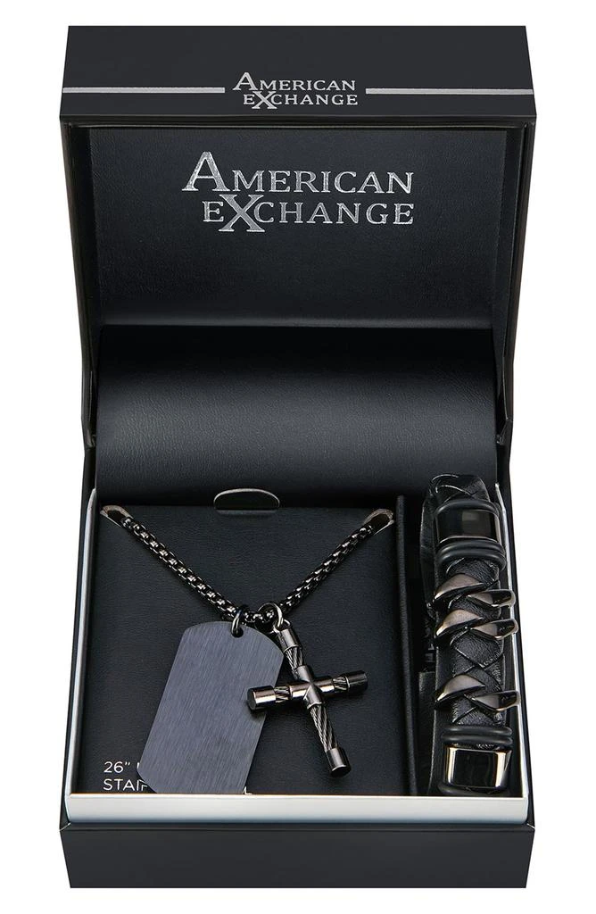 AMERICAN EXCHANGE Cross Pendant Necklace & Bracelet Set 3