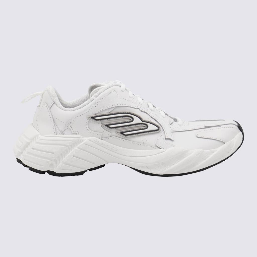 スニーカー BALENCIAGA WHITE LEATHER MONDAY SNEAKERS BALENCIAGA Monday rubber-trimmed leather sneakers | NET-A-PORTER