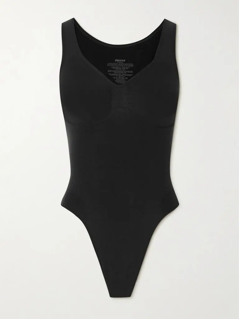 SKIMS Seamless Sculpt Scoop Neck Thong Bodysuit - Onyx