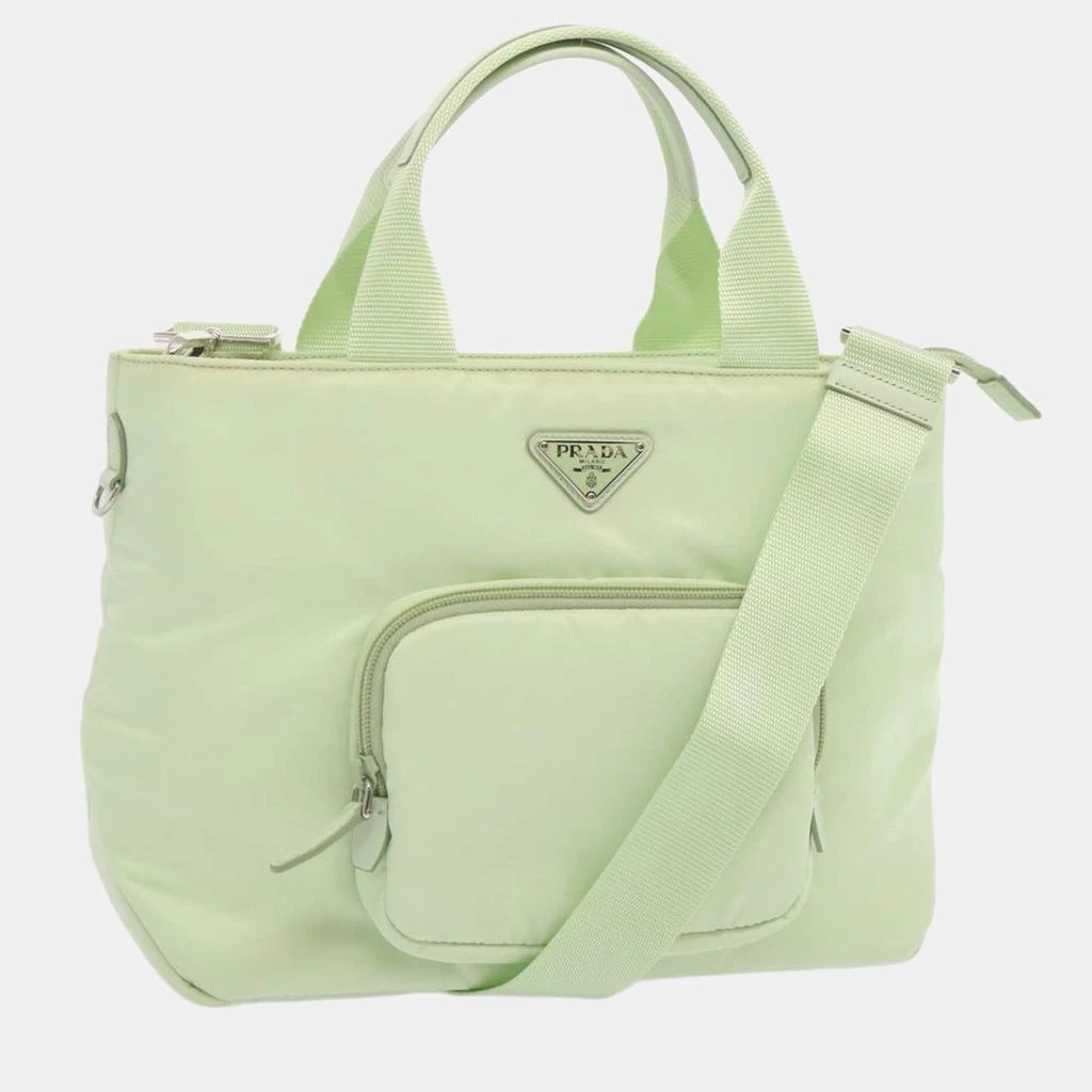 Prada Prada Blue Nylon Tessuto Front Pocket Padded Tote Bag 1