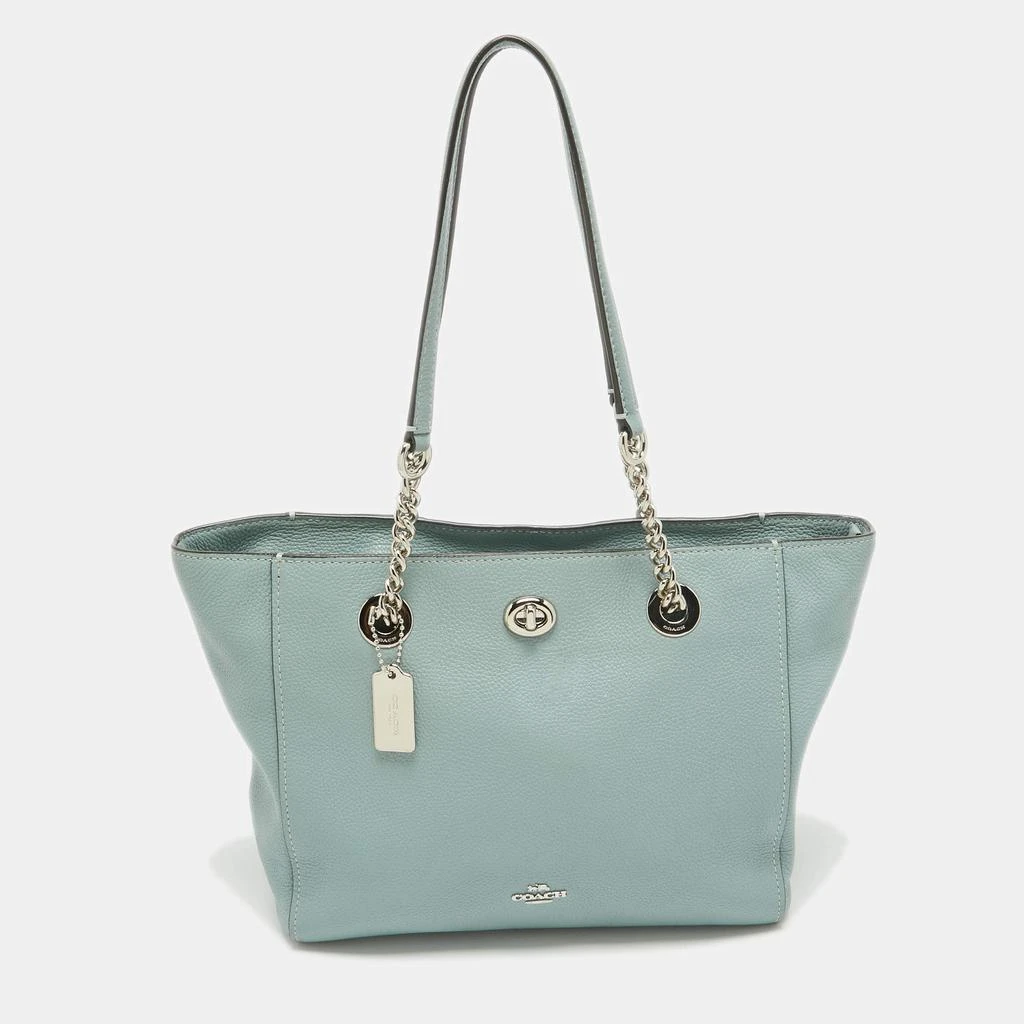 Coach Coach Light Blue Leather Turnlock Chain Tote 1