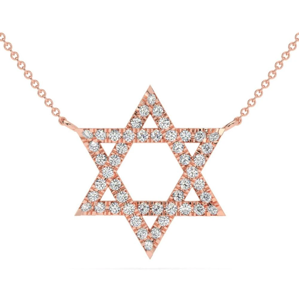 Pompeii3 1Ct TW Diamond Jewish Star Pendant 14k Gold Lab Grown Necklace 1" Tall 1
