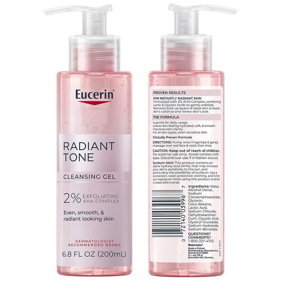 Eucerin Face Radiant Tone Cleansing Gel, Face Cleanser With AHA Complex 3