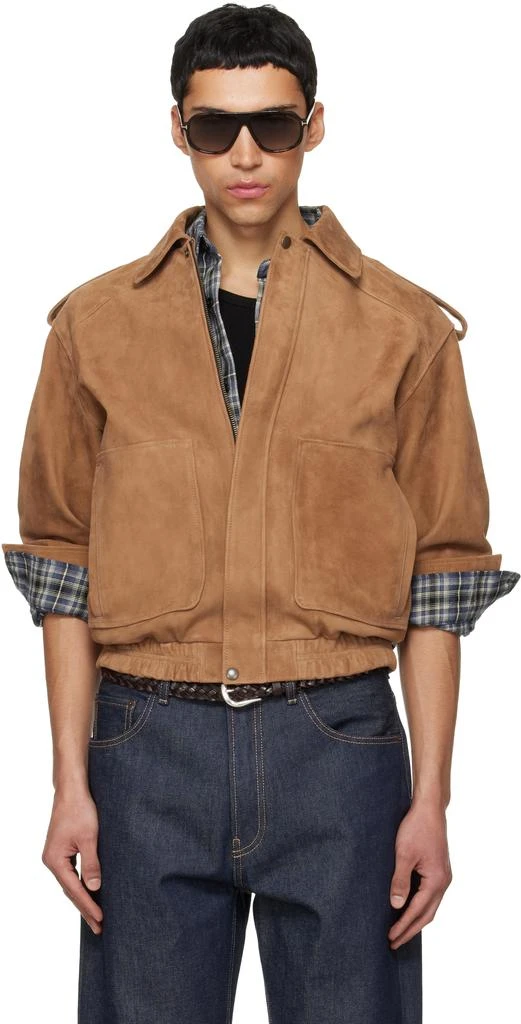 TONYWACK Tan Goat Suede Bomber Jacket