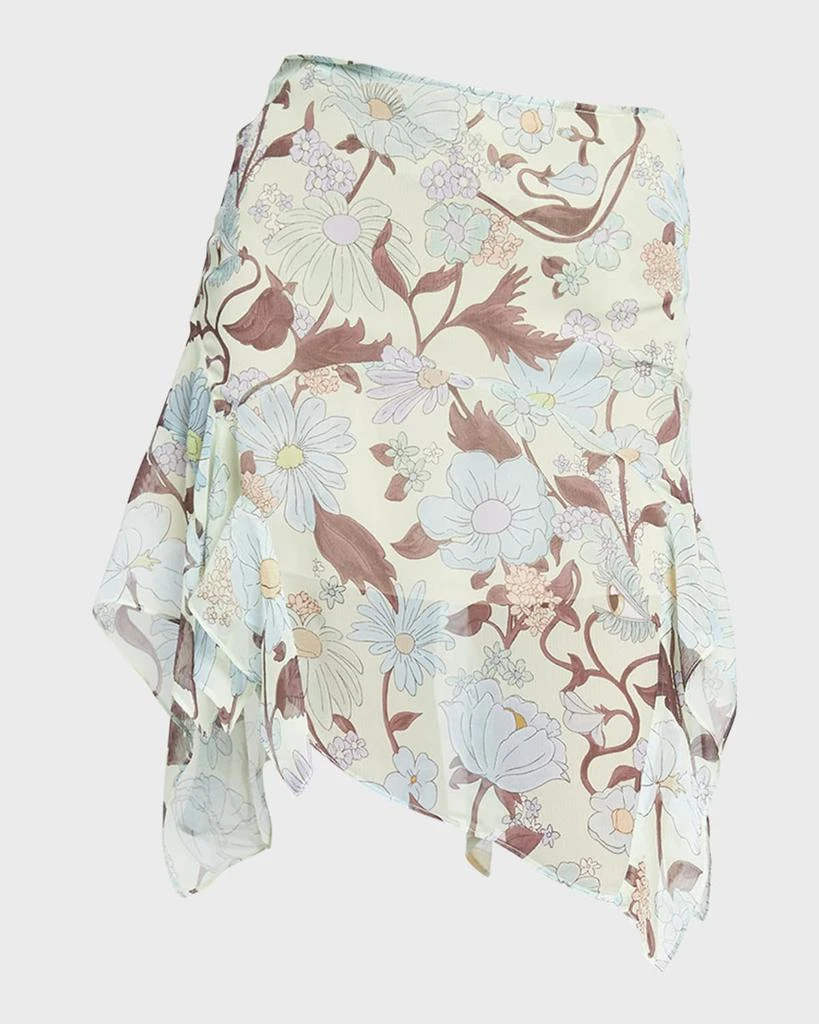Stella McCartney Garden-Print Asymmetric Chiffon Mini Skirt 4