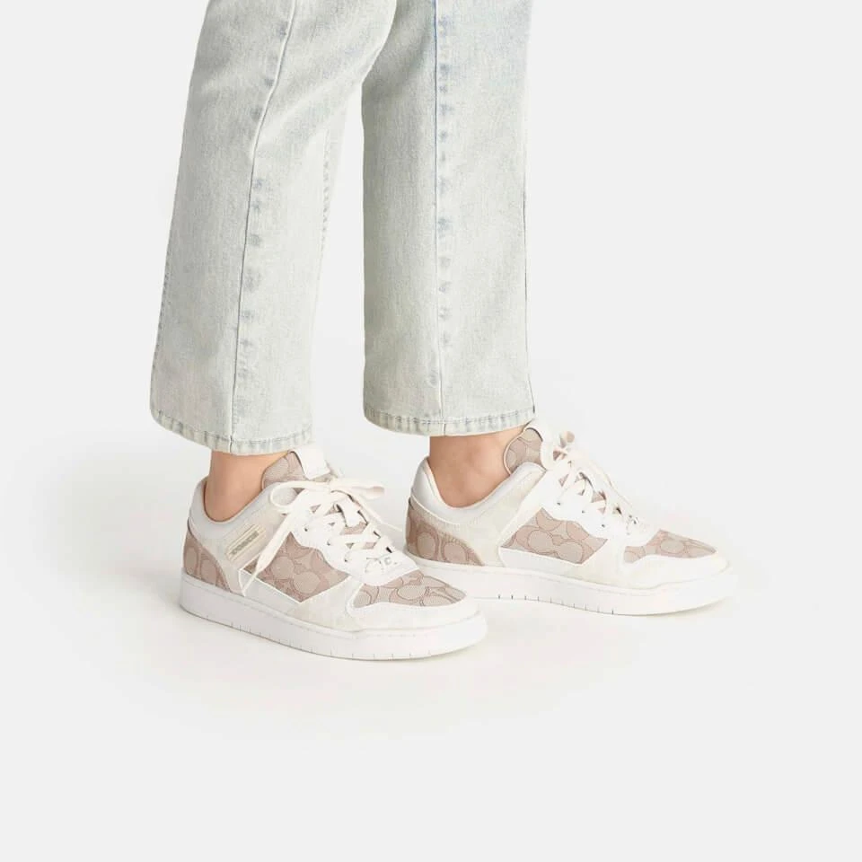 Coach COACH C201 BASKET LOGO-JACQUARD AND LEATHER TRAINERS 2