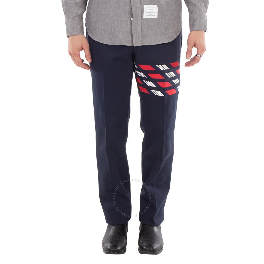 Thom Browne Men
s Blue Cotton 4-Bar Chino Trouser