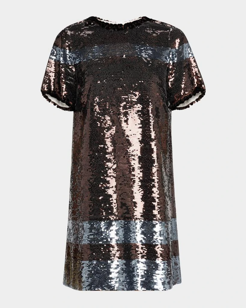 slim fit dress slacks Max Silver Lake Striped Sequin Dress – Hemline Heights main image 1