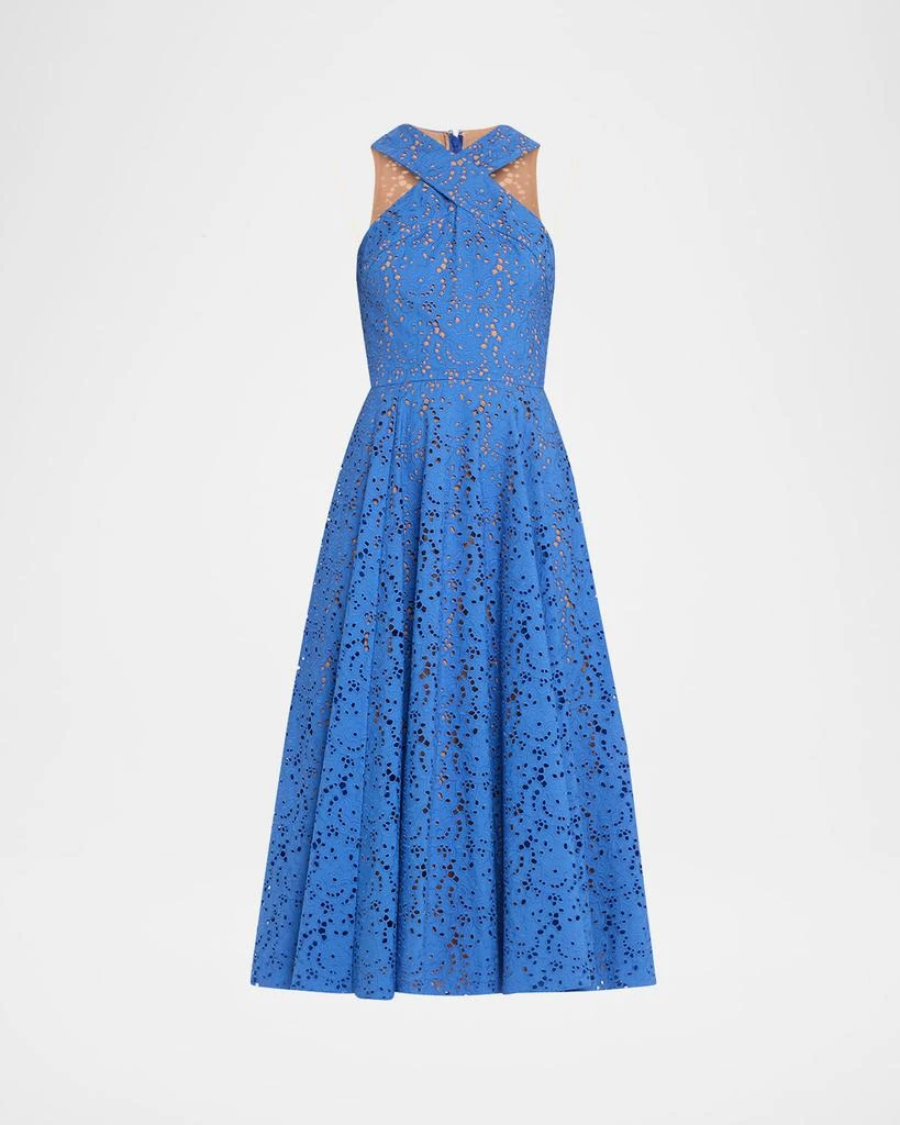 Michael Kors Collection Women's Broderie Anglaise Sleeveless Midi-Dress - Ocean - Size 6 Michael Kors Collection Women's Broderie Anglaise Sleeveless Midi-Dress - Ocean - Size 6