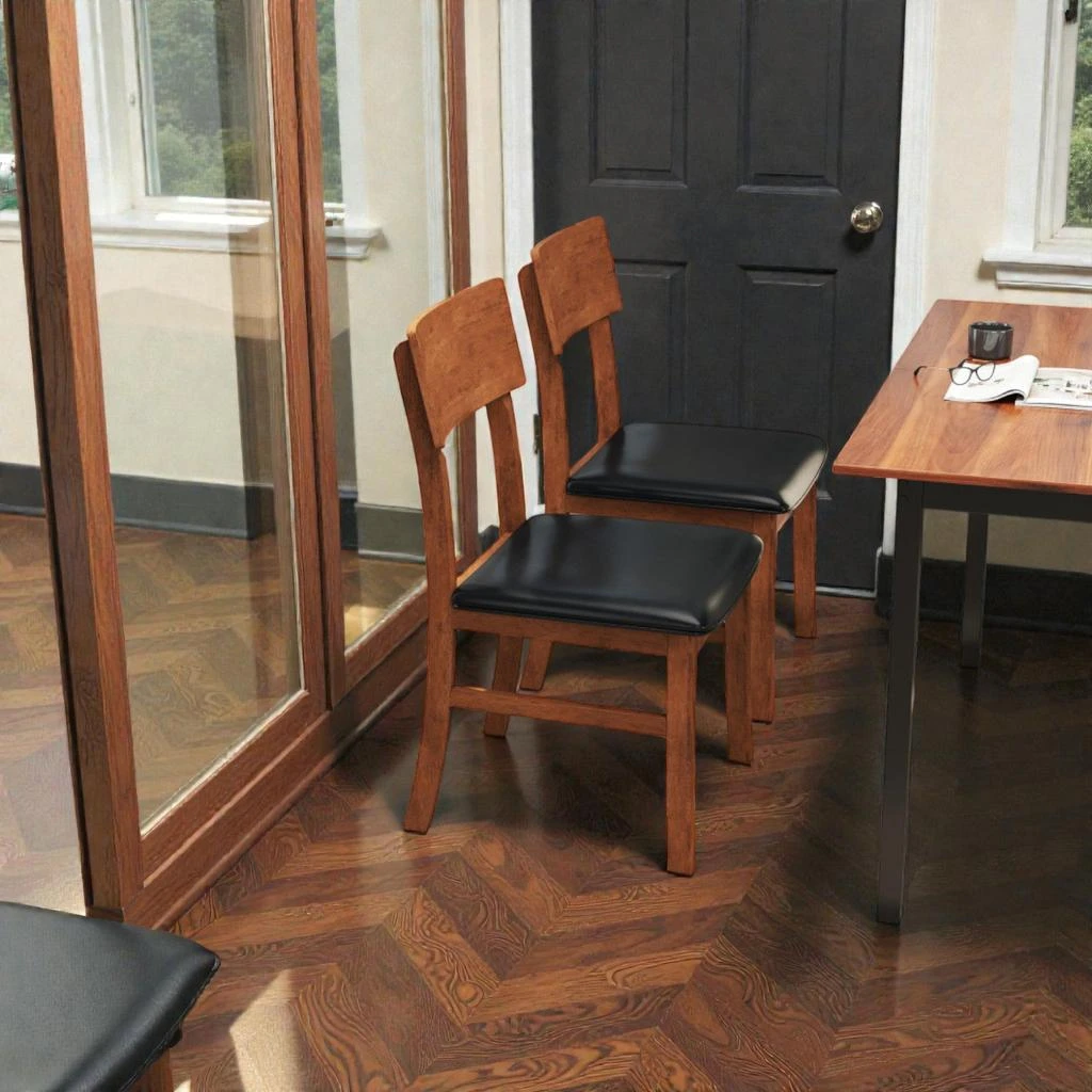 Hivvago Dining Chairs for 2 with Plush Faux Leather Seats and Solid Wood Legs