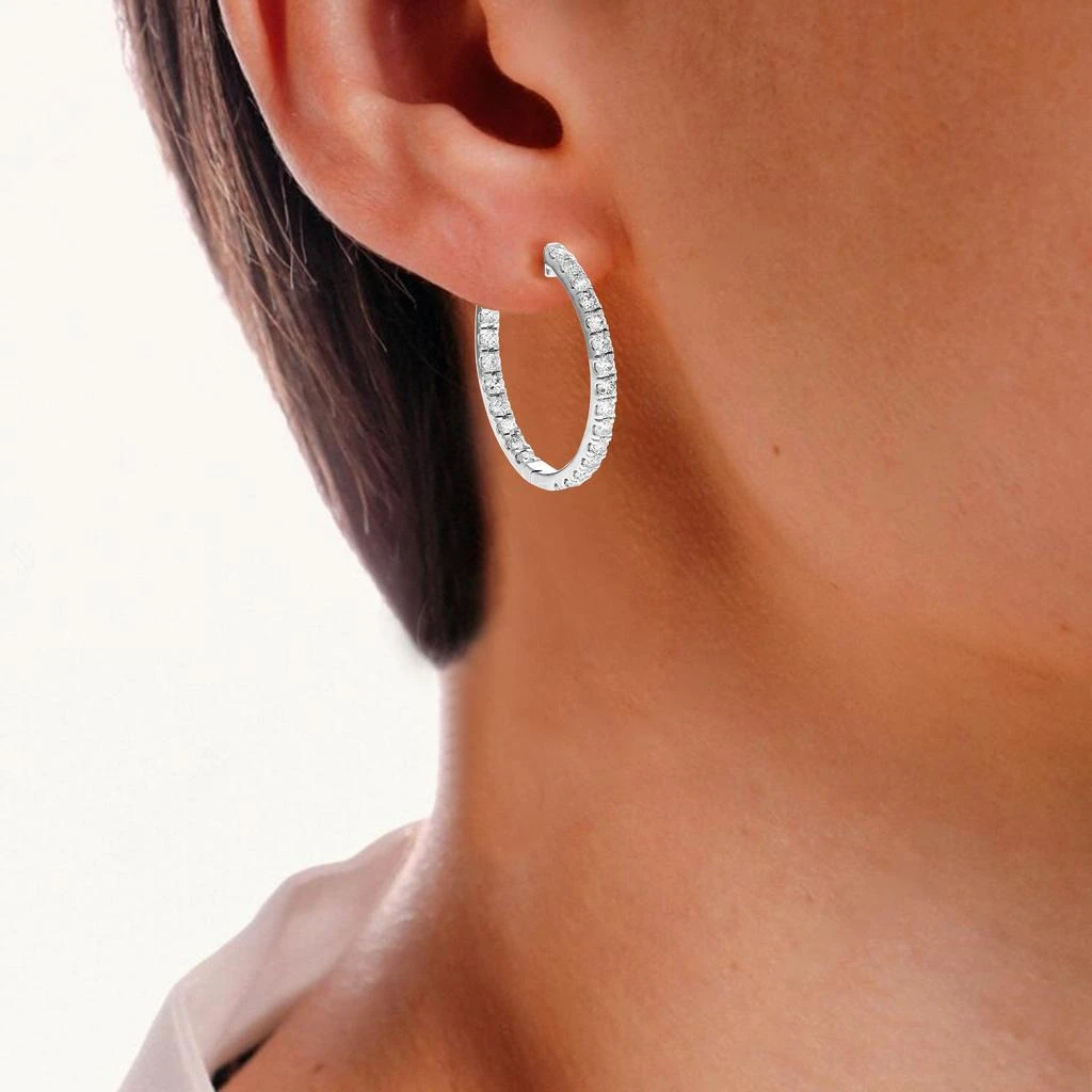 Vir Jewels 2 cttw Round Cut Lab Grown Diamond Hoop Earrings in .925 Sterling Silver Prong Set 3/4 Inch 5
