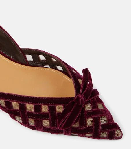 Aquazzura Romance D'Orsay velvet and mesh flats 5