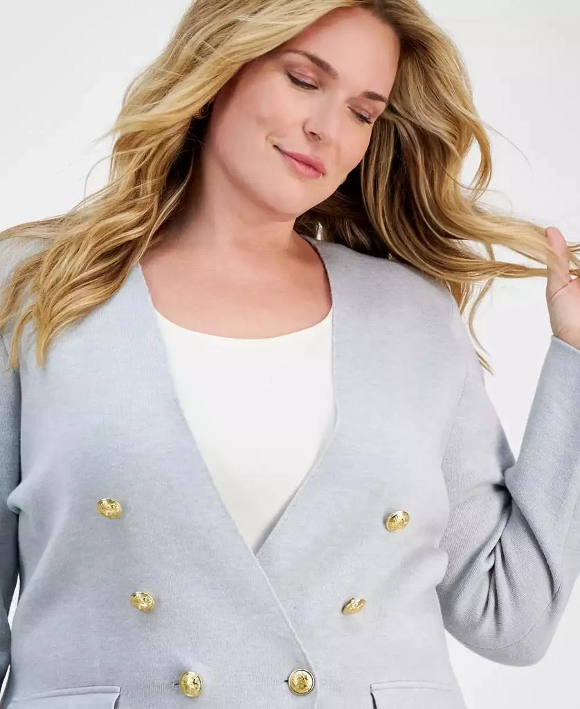 INC International Plus Size Double-Breasted Jersey Blazer, Created for Macy's 3