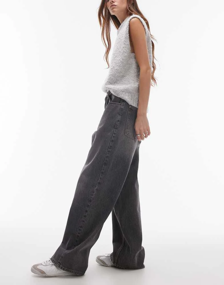 Topshop Topshop Cinch low rise relaxed jean in dark vintage grey 3