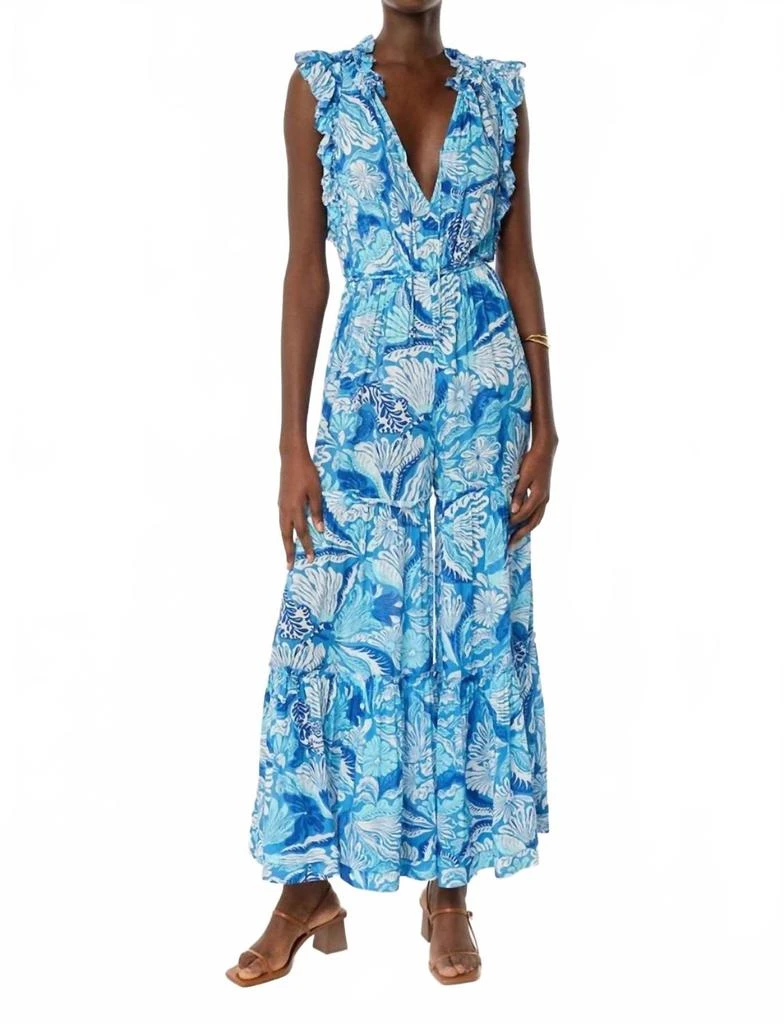 Poupette St Barth Women's Long Jumpsuit In Blue Tiger Lily 1
