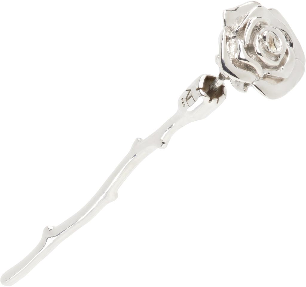 Alan Crocetti Silver Rose Single Earring