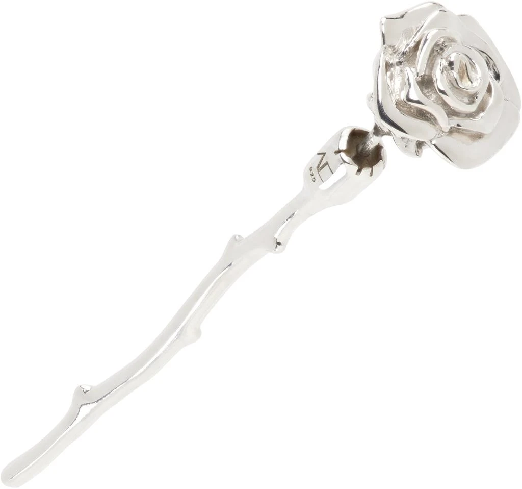 Alan Crocetti Silver Rose Single Earring 2